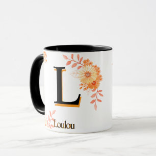 Mug Monogramme Floral - Élégante Coupe de café L