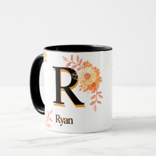 Mug Monogramme Floral - Élégante Lettre R Coffee C