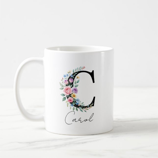 Mug Monogramme floral – Lettre C (Gauche)