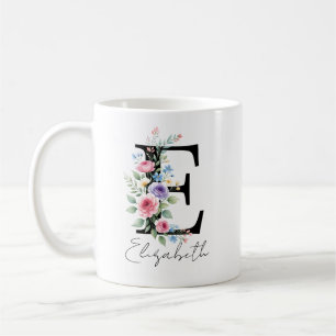 Mug Monogramme floral – Lettre E