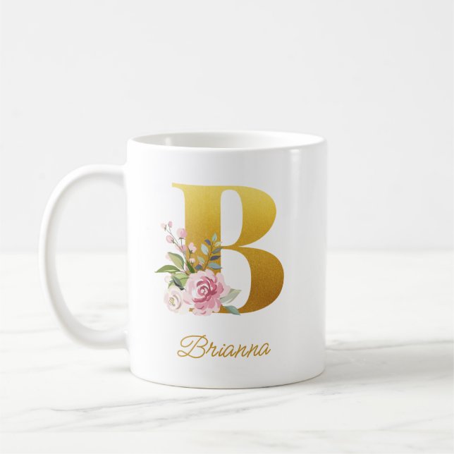 Mug Monogramme floral Nom botanique Initial Membre de  (Gauche)