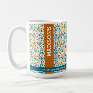 Mug Monogramme floral personnalisé et nom