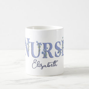 Mug Monogramme Floral Personnalisé Infirmière