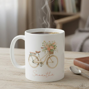 Mug Monogramme Floral Vélo Vintage