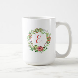 Mug Monogramme floral vintage du Succulent   de