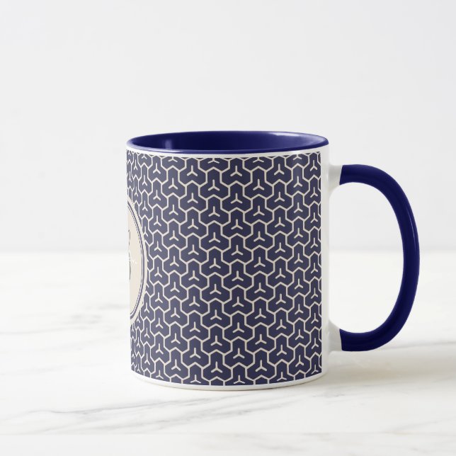 Mug Monogramme géométrique de motif d'abrégé sur chic (Droite)