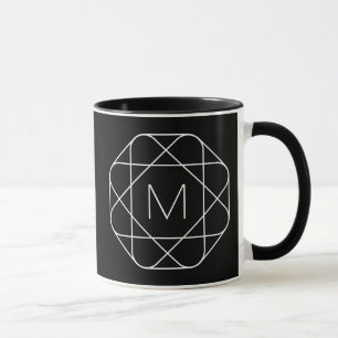 Mug Monogramme géométrique noir et blanc