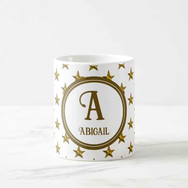 Mug Monogramme Gold Star Motif personnel initial (Centre)