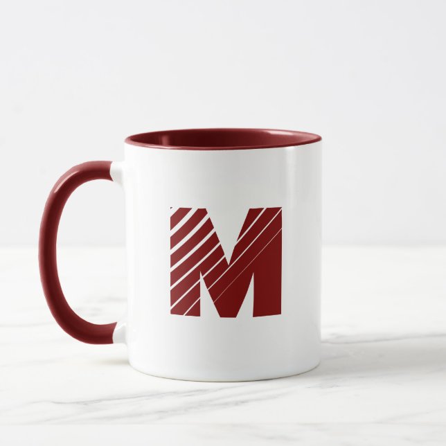 Mug Monogramme Gras Moderne Marron Blanc (Gauche)