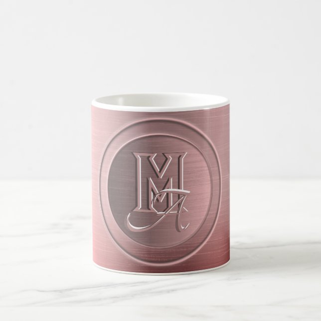 Mug Monogramme gravé en acier rose métallique (Centre)