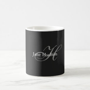 Mug Monogramme gris noir simple cadeau spécial simple