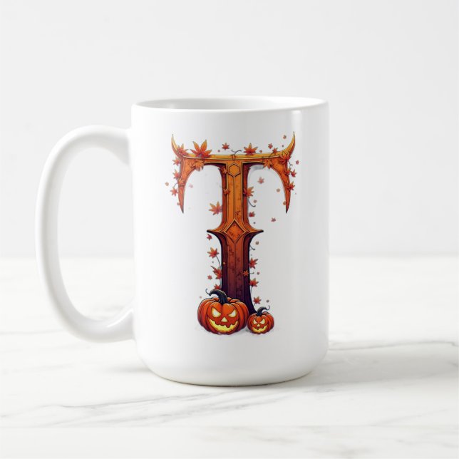 Mug Monogramme Halloween T (Gauche)