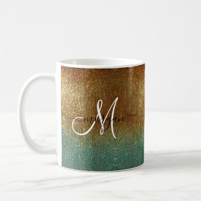Mug Monogramme Holographique Parties scintillant or (Gauche)