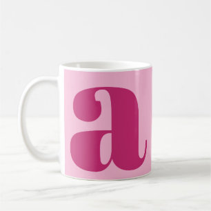 Mug Monogramme Initial Élégant Moderne Rose Gras 