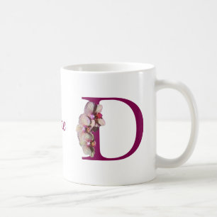 Mug Monogramme Initial Élégant Orchidée D Personnalisé
