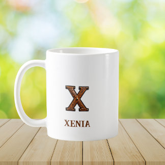 Mug Monogramme initial en cuir occidental travaillé X