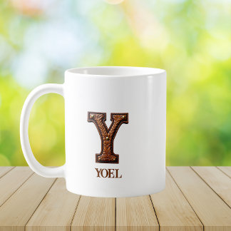 Mug Monogramme initial en cuir occidental travaillé Y