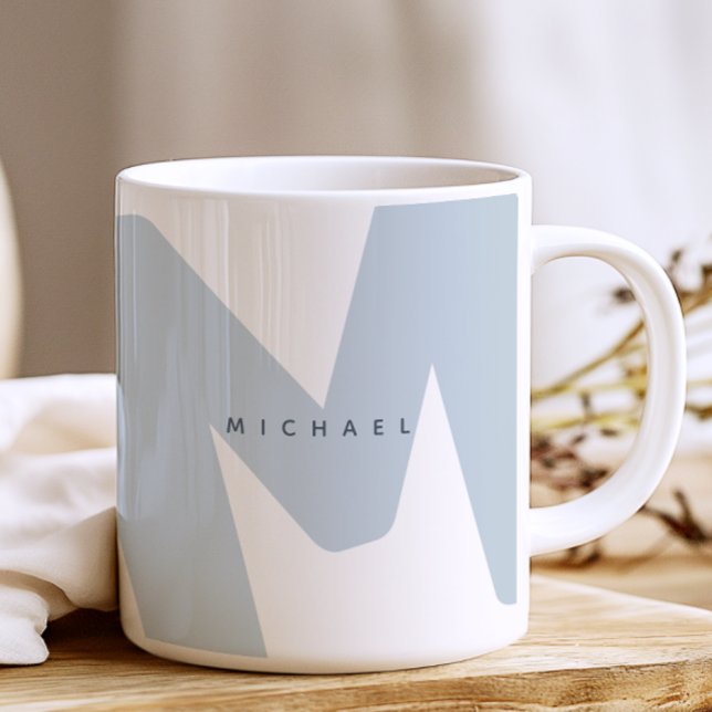 Mug Monogramme Initial et Nom Détaillé de Style Modern (Créateur téléchargé)