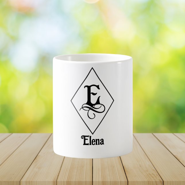 Mug Monogramme Initial Géométrique Élégant E (Créateur téléchargé)
