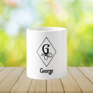 Mug Monogramme Initial Géométrique Élégant G