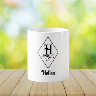 Mug Monogramme Initial Géométrique Élégant H