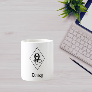 Mug Monogramme Initial Géométrique Élégant Q