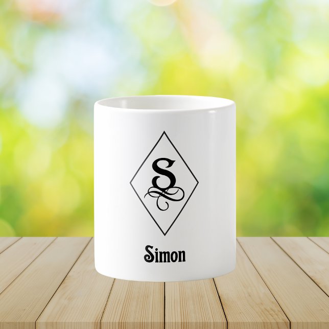 Mug Monogramme Initial Géométrique Élégant S (Créateur téléchargé)