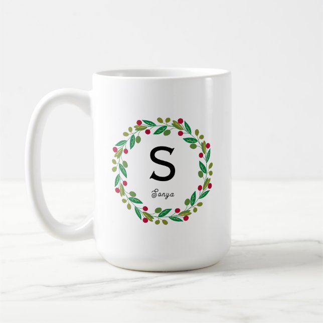 Mug Monogramme initial - Noël (Gauche)