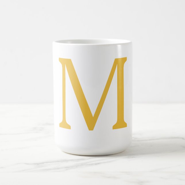 Mug Monogramme initial or jaune or Nom personnalisé (Centre)