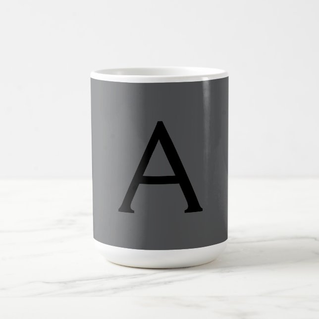 Mug Monogramme Initial Simple Gris Classique Ajouter u (Centre)