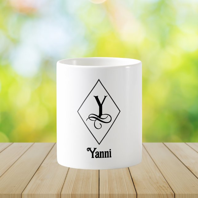 Mug Monogramme Initial Y Géométrique Élégant (Créateur téléchargé)