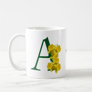 Mug Monogramme initiale A personnalisé narcisse