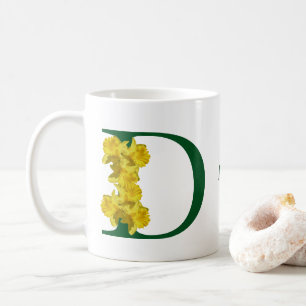 Mug Monogramme initiale D narcisse personnalisé