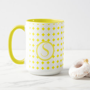 Mug Monogramme Initiale Diamants Jaune Clair Moderne