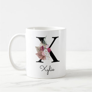 Mug Monogramme Initiale S Rose Boho Girly Floral