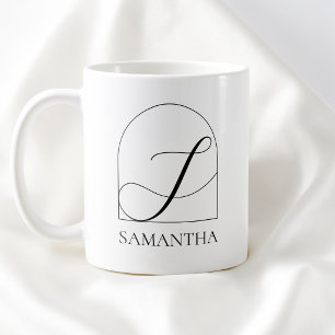 Mug Monogramme Initiale S Script Black Arch Minimal