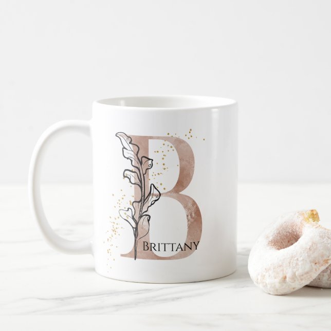 Mug Monogramme Lettre moderne initiale B Boho Personna (Avec donut)