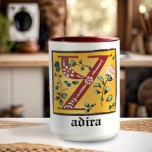 Mug Monogramme Lettre Y Enluminée Florale Médiéval