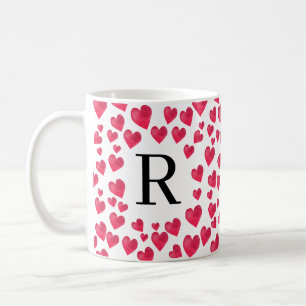 Mug Monogramme mignon Coeurs rouges Monogramme personn