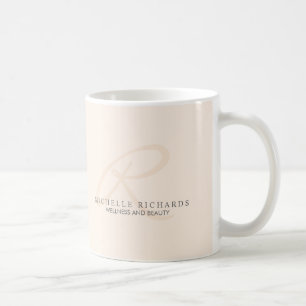 Mug Monogramme minimaliste épicé rose Whisper