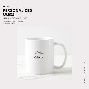 Mug Monogramme minimaliste noir et blanc simple