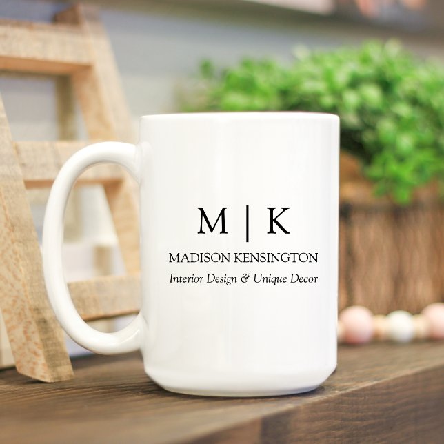 Mug Monogramme minimaliste ou Ajouter un logo Entrepri (Edit to Customize text, colors and more)