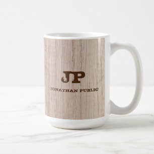 Mug Monogramme Modèle Elegant Bois Bois Plancher Look