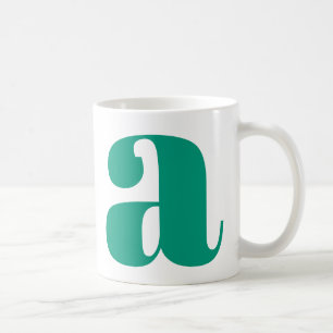 Mug Monogramme Moderne Initiale en Vert Emeraude