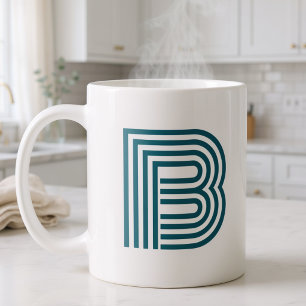 Mug Monogramme Moderne Initiale Lettre Élégante Vert T
