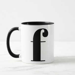 Mug Monogramme moderne Lettre initiale Noir et Blanc