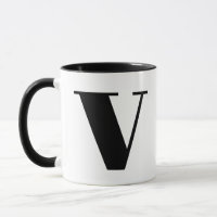 Monogramme moderne Lettre initiale V Noir et blanc