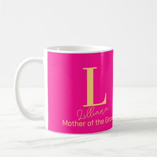 Mug Monogramme Moderne Mère du Marié (Gauche)