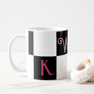 Mug Monogramme moderne noir et blanc