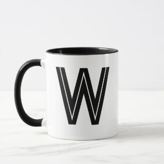 Mug Monogramme moderne noir personnalisé